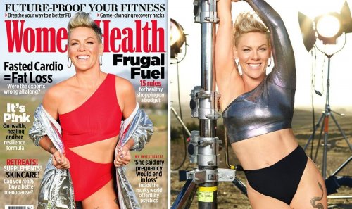Pink discusses her weight gain following her hip surgery by revealing heartache from behind the scenes.