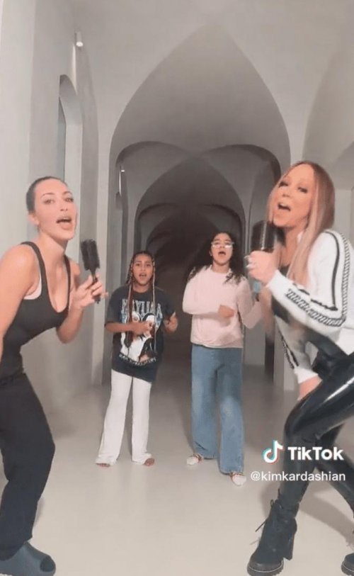 Kim Kardashian and Mariah Carey in new TikTok with their daughters.